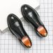 Euro Step Four Seasons Youth Low-top Leather Large Size Brogue Height-increasing Men's Slip-on Business Formal Shoes_vogvips.com