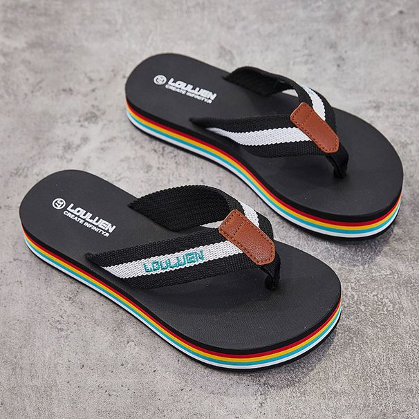 Women's Shoes Muffin Bottom Flip-flops Webbing Home Slippers Flip-flops Fashion Personalized Slippers Can Be Worn Outside Slippers Beach Slippers_vogvips.com