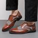 Euro Step Men's Size 48 New Casual Fashion British Style Brogue Leather Low-top Wedding Shoes_vogvips.com