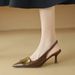 Cameido Women's High-heeled Shoes With Pointed Toes And Metal Square Buckles. These Are Thin-heeled Peep-back Sandals._vogvips.com
