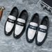 Spring NEW Black And White Two-tone Leather Shoes, Large-sized Loafers, Business Casual Men's Shoes_vogvips.com