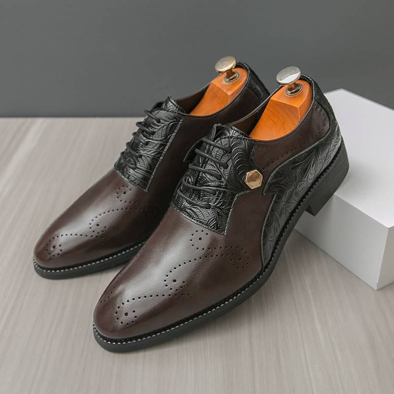 New Fashion Men's British Black Business Casual Loafer Shoes Daily Driving Office Leather Shoes One Foot Pedal Lazy Brown Banquet Dress Wedding Men's_vogvips.com