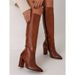 Women's Fashion Winter High Heel Boots – Pointed Toe, Side Zipper, Stretchy PU Upper, Faux Fur Lined (Sizes 40-43, Black/Brown)_vogvips.com