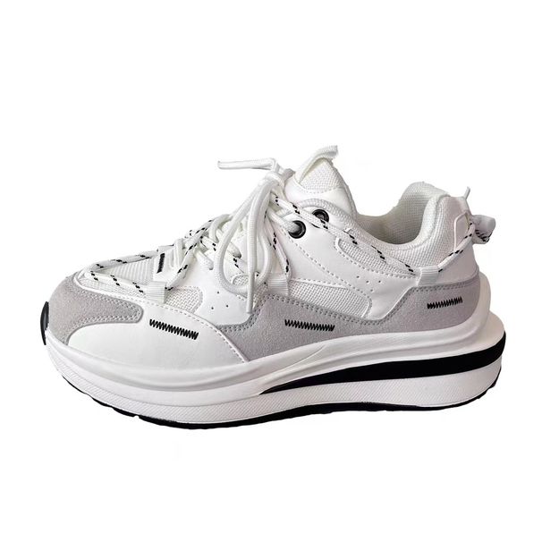 Chunky Sneakers Breathable Mesh Waffle Shoes Forrest Gump Style Couple's White Sports Casual Round Toe Women's Footwear_vogvips.com