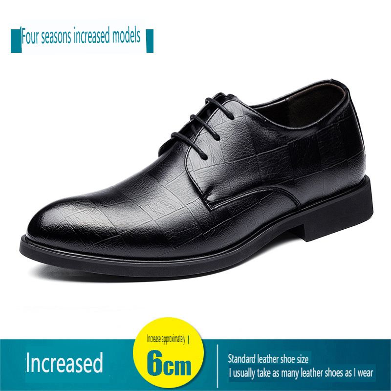 Men's Hollow Out Dress Leather Shoes Height Increasing Business Formal Shoes_vogvips.com