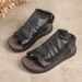 Handmade Summer New Leather Hollowed Out Short Boots With Clipped Toes, Cool Casual Boots, Roman Flat Heel Women's_vogvips.com