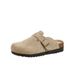 Upgraded 4CM Cork Sole Flat Women's Retro Thick Leather Half Slippers Brown Apricot Gray Beige Summer Outdoor Fashion_vogvips.com