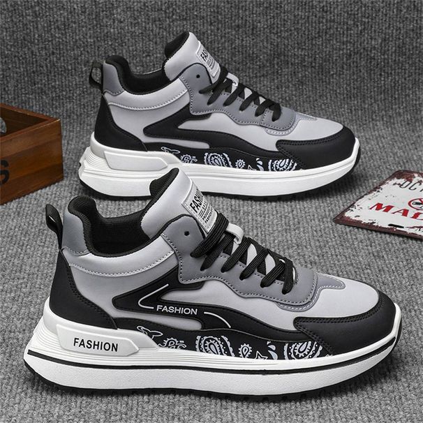 2025 Fashion Sneakers Jogging Shoes Youth Men's Artificial PU Splicing High Top Lace-Up Breathable Thick Sole Non-Slip Wear-Resistant Running Shoes_vogvips.com