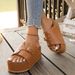 Plus Size Studded Platform Sandals Open Toe Thick Sole Belt Buckle Slip On Beach Summer Style Shoes For Women_vogvips.com