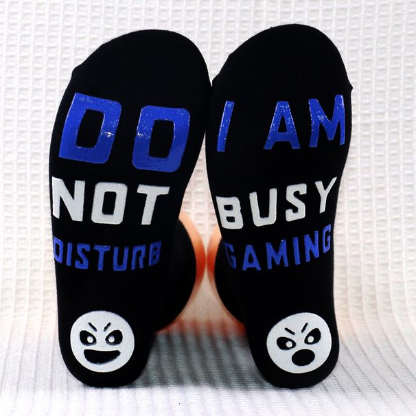 Mid-tube socks Cotton socks soles letter dot adhesive floor socks non-slip game socks_vogvips.com