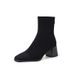 2024 Autumn Winter Suede Slim Brown Melard Thick Heel Ankle French Square Toe Stretch Boots_vogvips.com