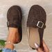 Women's Fleece Lined Bread Toe Slippers Spring Style Thick Sole Retro Buckle Birken Inspired Slippers Size 43_vogvips.com