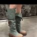 Korean Style Over-the-Knee Long For Women, Denim Washe Shell Toe Thick-Sole Work Fashion Slim Boots, Riing Boots_vogvips.com