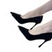 wangjia Wangjia Black Suede High Heels Women Spring And Autumn New Metal Pointed Toe Thin Heel Shallow Mouth_vogvips.com