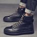 European Warm Series Martin Boots High Street Trend Men's 2025 New Motorcycle Genuine Leather Autumn Winter Black High-top Shoes_vogvips.com