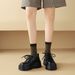 cameido Women's round-toed, thick-soled, deep-mouth single shoes and uniform shoes with laces, British-style leather shoes for autumn 2024_vogvips.com