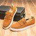 New Fashion Genuine Leather Retro Business Men's Casual Shoes Black Daily Office Loafers One-step Driving Party Dress Wedding Men's Shoes_vogvips.com