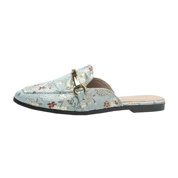 Women's Embroidered Open-Back Mule Slippers – Flat Summer Slide Shoes With Toe Cover (Lazy Chic Style)_vogvips.com