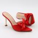Women's Shoes Sexy Pointed Toe Bow Stiletto Sandals, Simple Solid Color Plus Size Women's Shoes For Wearing Outside._vogvips.com