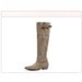 Lancui Edition ~ Lazy Style Women's Winter Retro Slouch French Slimming High Chunky Heel Suede Khaki Long Boots_vogvips.com