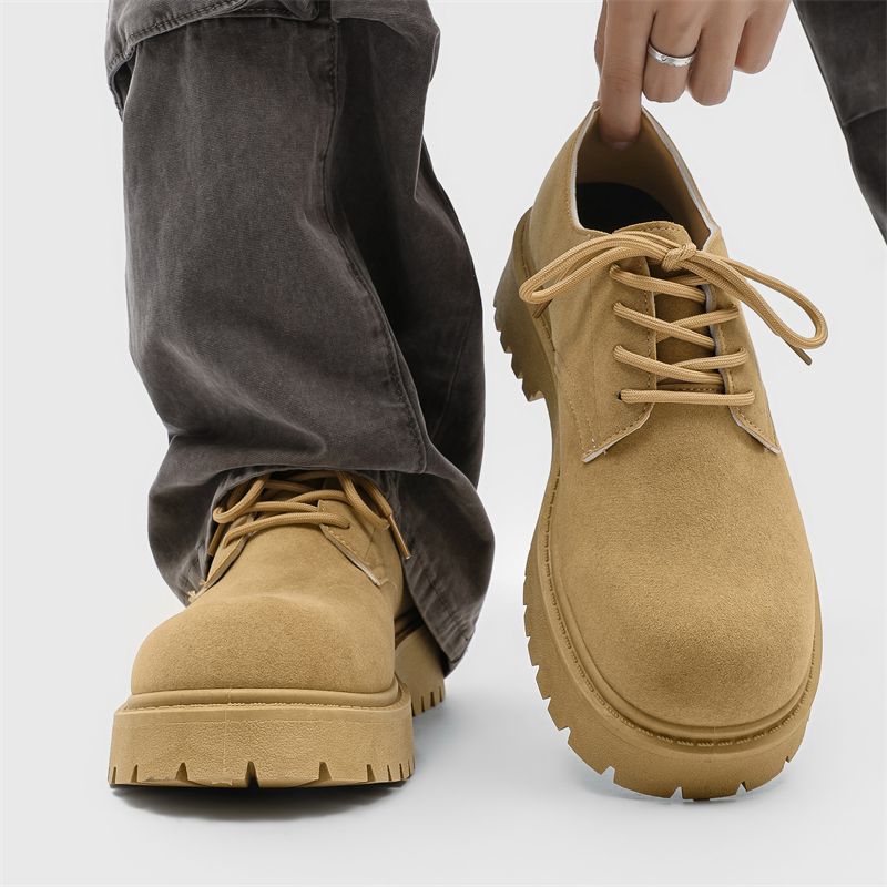 ShoeVault 2025 New Derby Spring And Autumn Low-top Martin Boots Men's Retro Work Thick-soled Height-increasing Leather Shoes_vogvips.com