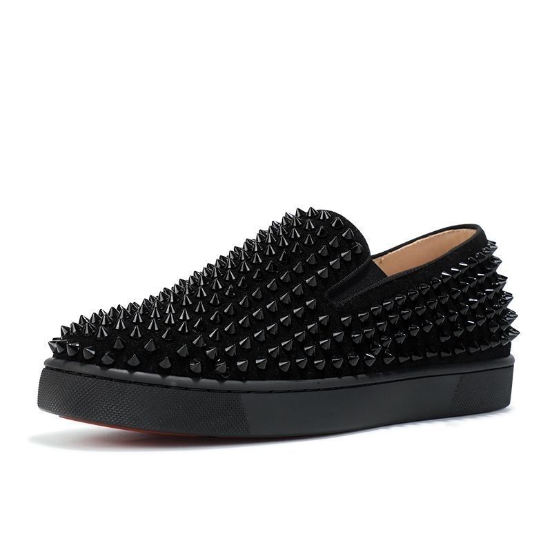1:1 Original Brand Low-top Rivet Red Sole Shoes Couple Style Loafers Slip-on Men's Sneakers Women's_vogvips.com