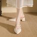 Women's Sandals 2024 Summer New Pointed Single Shoes Thick Mid Half Stunning High Heel French Style Closed Toe Outdoor_vogvips.com