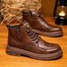 European Warm Series Martin Winter Genuine British Style High-top Leather Thick-soled Fleece-lined Short Mid-top Work Boots Men's Shoes_vogvips.com