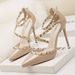 Women's Pumps Sexy Nightclub Stiletto High Heels For Women With Shallow Mouth, Pointed Rivets, Hollow Straps, Women's Shoes_vogvips.com