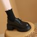Simulated Cowhide Loafers For Women, Suitable For Business And Casual Wear, One-piece Slip-on Leather Shoes With Soft Sole, Casual Shoes_vogvips.com