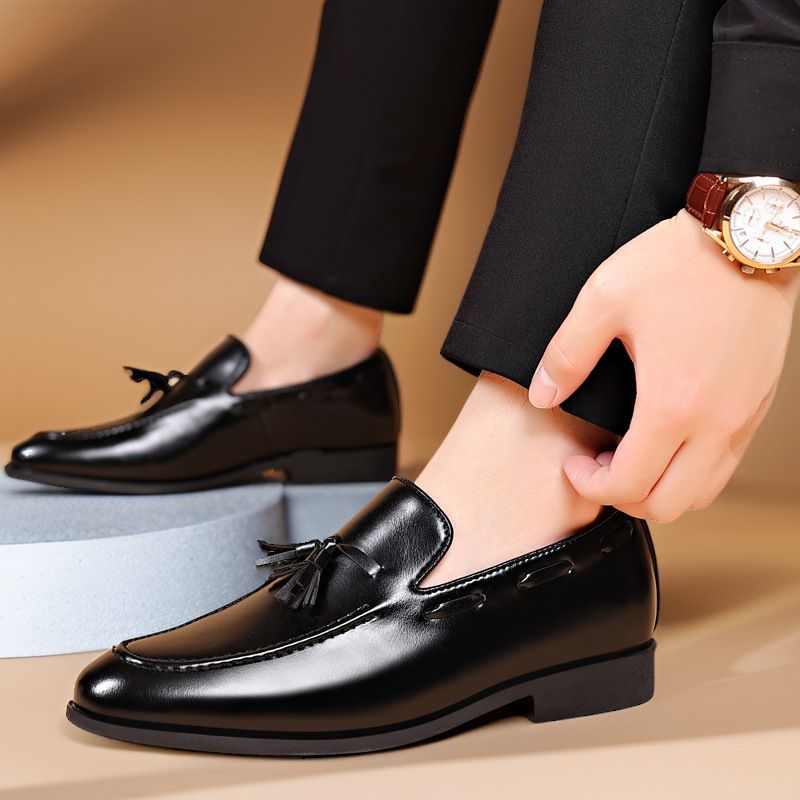 New Men's Slip-On Leather Large Size British Business Formal Casual Youth Versatile Korean Style Shoes_vogvips.com