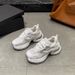 European Station Genuine Leather Dad Shoes Women's Spring/Summer Edition Mesh Breathable White Shoes Thick Bottom Casual Sports Shoes Trendy_vogvips.com