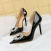 638-K29 Style Banquet Women's With Thin Ultra High Heels, Shallow Mouth, Pointed Toe, Lacquer Leather Side Hollow Water_vogvips.com