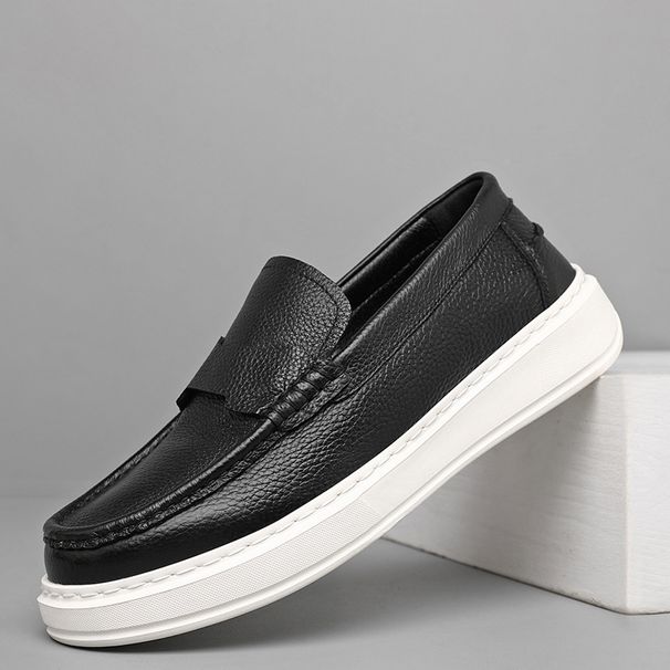 Euro Step 【Top Layer Cowhide】Men's Genuine Loafers Slip-On Driving Wear-Resistant Moccasins Casual Leather Shoes_vogvips.com