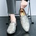 New Fashion Trend Men's Shoes With Personality Rivets Silver Loafers British Style Lazy Fashion Nightclub Banquet Dress Leather Shoes_vogvips.com