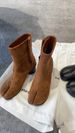 Women Ankle Boots Fashion Autumn Winter Soft Leather Split Toe Tabi Thick High Heels Chunky Shoes Ins Style Short Booties_vogvips.com