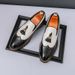 New Fashion Men's British Black Business Casual Loafer Shoes Daily Driving Office Leather Shoes One Foot Pedal Lazy Brown Banquet Dress Wedding Men's_vogvips.com