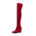 New Comfortable Pointed Toe Multi-Color Slimming Stretch Suede Plus Size Wedge Women Casual Boots For Shopping_vogvips.com