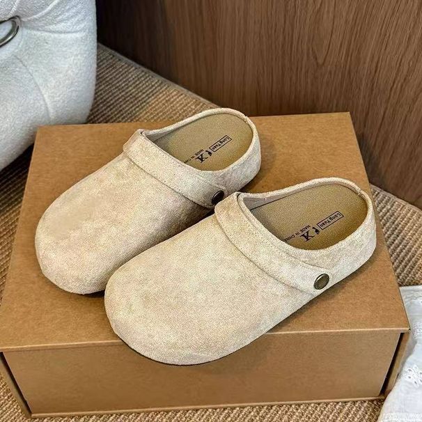 Retro French-style Closed-toe Mules For Women, 2026 New Spring Model, With Internal Height Increase, Thick Sole,_vogvips.com