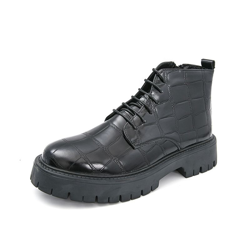 Large Size Men's Platform Heightening Martin Boots High-top Versatile Casual Leather Shoes Men's Shoes_vogvips.com