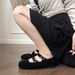 Weiwei Lady 8835-1 Square-Toed Women's Flat With Straps, Shallow Mouth, Retro Soft Sole Ballet Mary Jane Shoes_vogvips.com