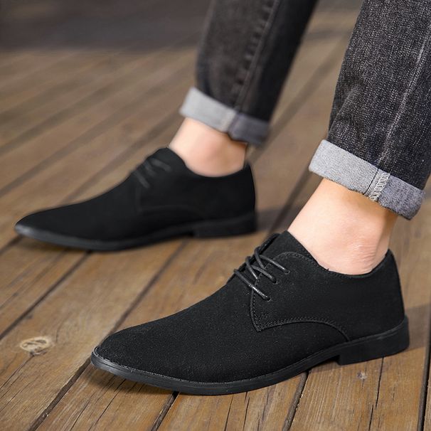 Men's Shoes Nubuck Leather Shoes, British Style, Leather, Suede, Men's Shoes, Plus Size 4546, Trendy Business Casual Shoes_vogvips.com