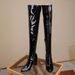32--46 Size Pointed Toe Chunky Heel Long Over-the-Knee New Patent Leather Women's Fashion Boots_vogvips.com