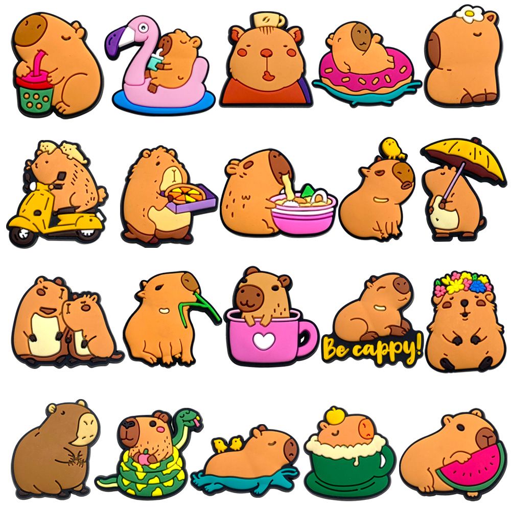 20 Capybara Cute Shoes Set Flower Shoe Buckle DIY Garden Shoe Accessories Accessories_vogvips.com