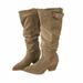 New Pointed-Toe Wedge Heel Bootcut Pleated Sexy Long Boots, High-Heeled Over-The-Knee Straight High Boots_vogvips.com