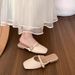Summer New Korean Style Hollow Out Closed-Toe Half Women, Internet Celebrity Versatile Fashion Gold Buckle Casual Flat_vogvips.com