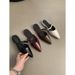 Women's Pointed Toe Soft Leather For Summer, Gentle Fairy Style Flat Mules_vogvips.com