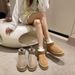 Vintage Simple Winter Fleece-Lined Thick-Soled Snow Boots New Warm Loafers Northeast Large Cotton Shoes For Women_vogvips.com