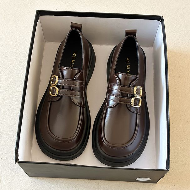 Thick-soled Leather Shoes, Women's Plush Loafers, One Foot Of Single Shoes, Mary Jane Women's Shoes_vogvips.com