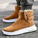 Men's High-Top Winter Boots With Fur Lining, Thick Sole Snow Boots For Men, Fashionable Buckle Design, Warm & Comfortable Casual Shoes_vogvips.com